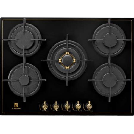 כיריים גז 5 להבות 70 ס"מ זכוכית שחור LE'IMPERIAL IM7047