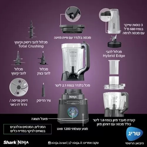 מערכת עיבוד מזון עוצמתית Ninja Detect TB403 – תמונה 3