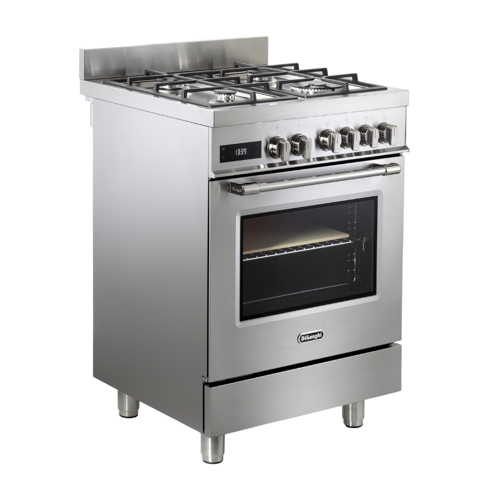 תנור משולב כיריים 4 להבות גז 60 ס"מ נירוסטה Delonghi PRO66MXLPZ – תמונה 3