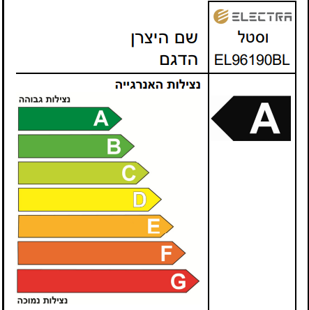 תנור אפייה בנוי 75 ליטר שחור דגם Electra EL96190 אחריות יבואן רשמי – תמונה 2