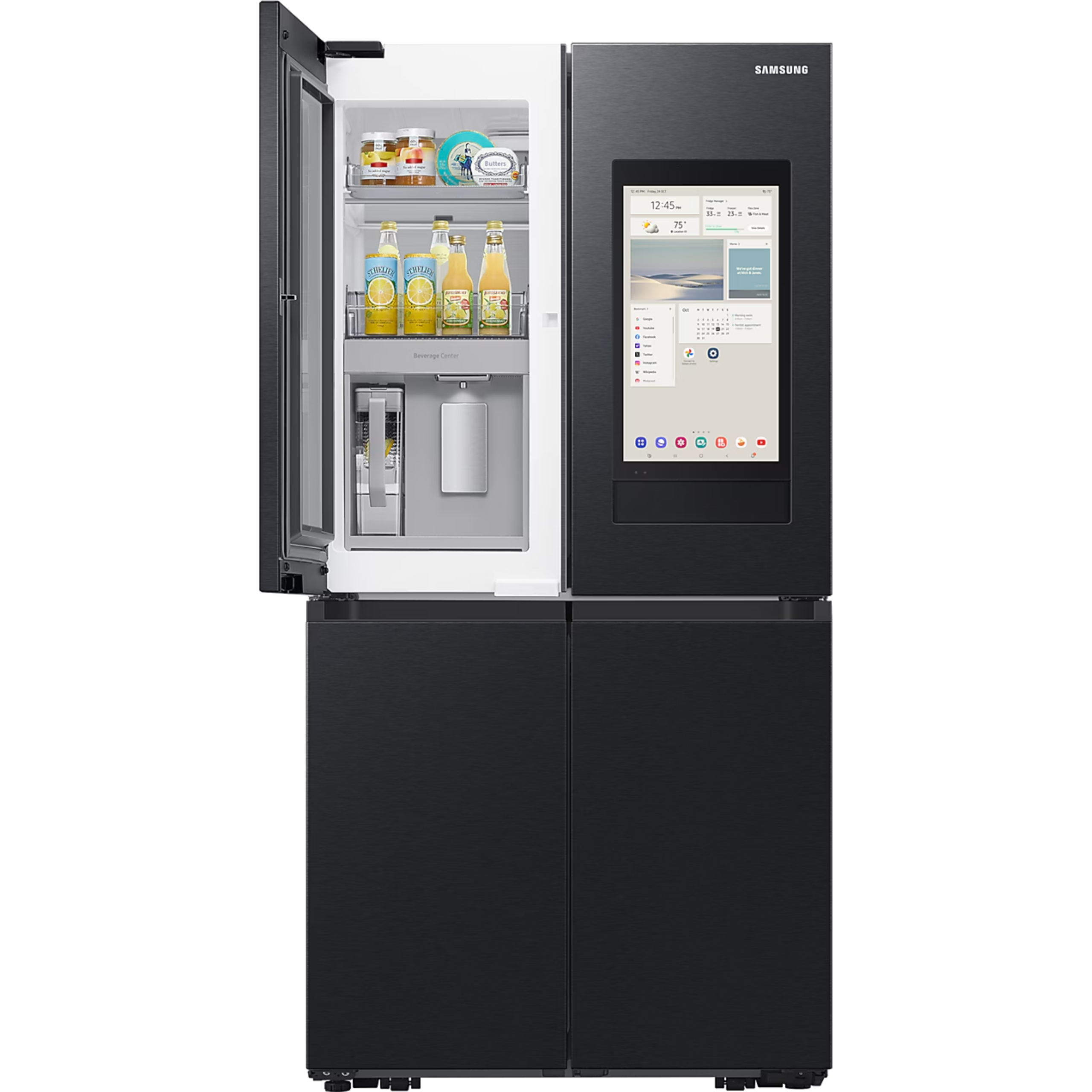 מקרר חכם 4 דלתות 809 ליטר נטו + בר מים פנימי ומסך Samsung Family Hub RF87DG9817B1 מהדרין - גימור שחור אחריות ע"י סמסונג ישראל – תמונה 6