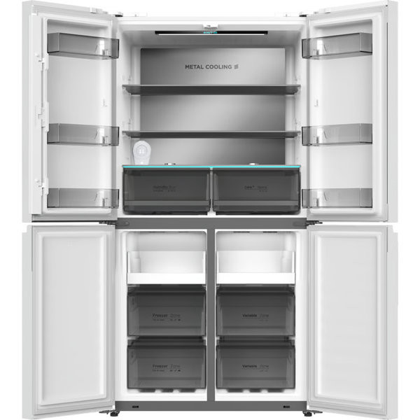 מקרר 4 דלתות 601 ליטר נטו Electra EL6610GW עם מפסק תאורה באישור מכון צומת - גימור זכוכית לבנה נצנצים – תמונה 2