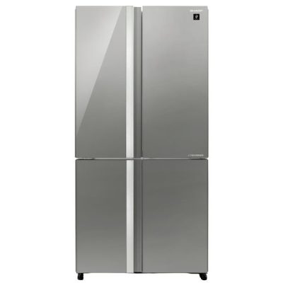 מקרר 4 דלתות מקפיא תחתון 611 ליטר נטו Sharp SJ8841 - גימור זכוכית אפורה אחריות ע"י היבואן הרשמי