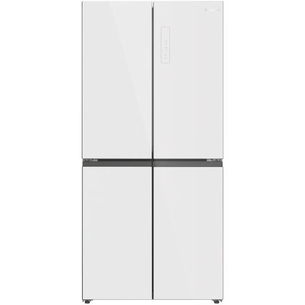 מקרר 4 דלתות 601 ליטר נטו Electra EL6610GW עם מפסק תאורה באישור מכון צומת - גימור זכוכית לבנה נצנצים