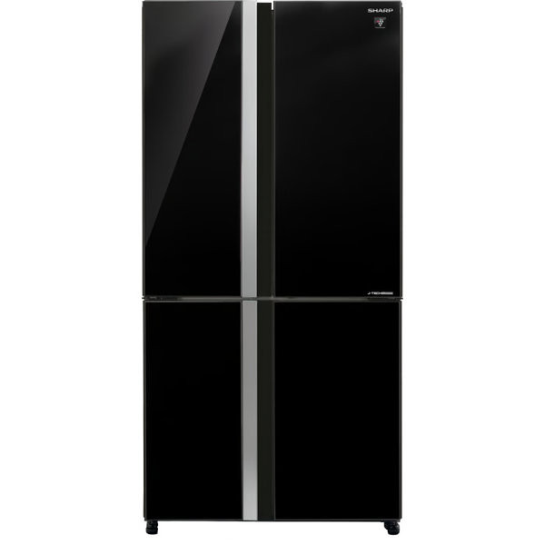 מקרר 4 דלתות מקפיא תחתון 611 ליטר נטו Sharp SJ8841BK - גימור זכוכית שחורה אחריות ע"י היבואן הרשמי