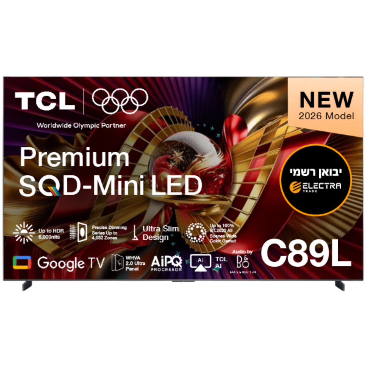 טלוויזיה TCL 75" 75C89L SQD-Mini LED Google TV 4K